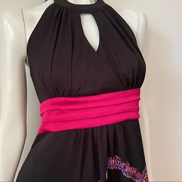 La Chateau Chiffon Floral Paisley Halter Maxi Dress, Sz Small - Picture 13 of 16